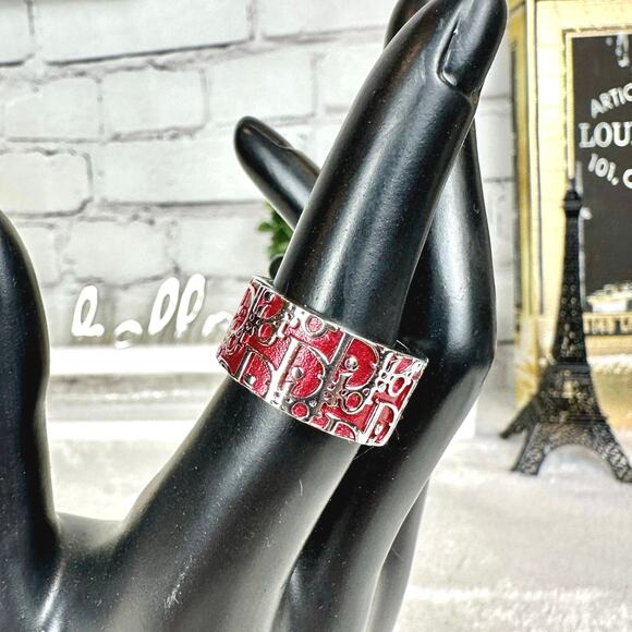 DIOR RING Trotter maroon red and silver. Excellent! U.S. size 6.625 (6 5/8) - Picture 2 of 9